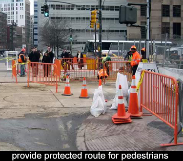 You don't want the pedestrians searching for a safe pathway